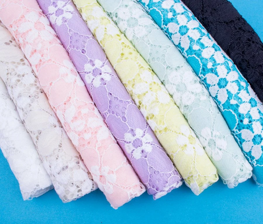 Exquisite Women's Home Textile Fabric Quality Two-Color Stretch Lace Fabric