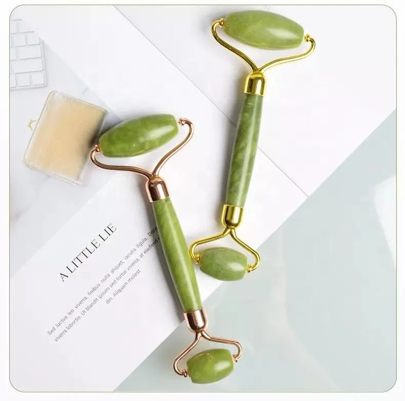 100% Natural Verde Jade Roller Gua Sha Herramientas Facial Guasha Rodillo de masaje Rodillo de Jade Stone Eye para cara