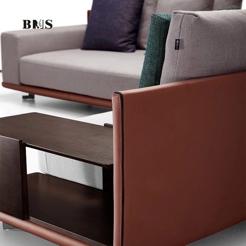 Modern Furniture Lobby Modular L Shape Leather and Fabric Sofas Living Room Furniture