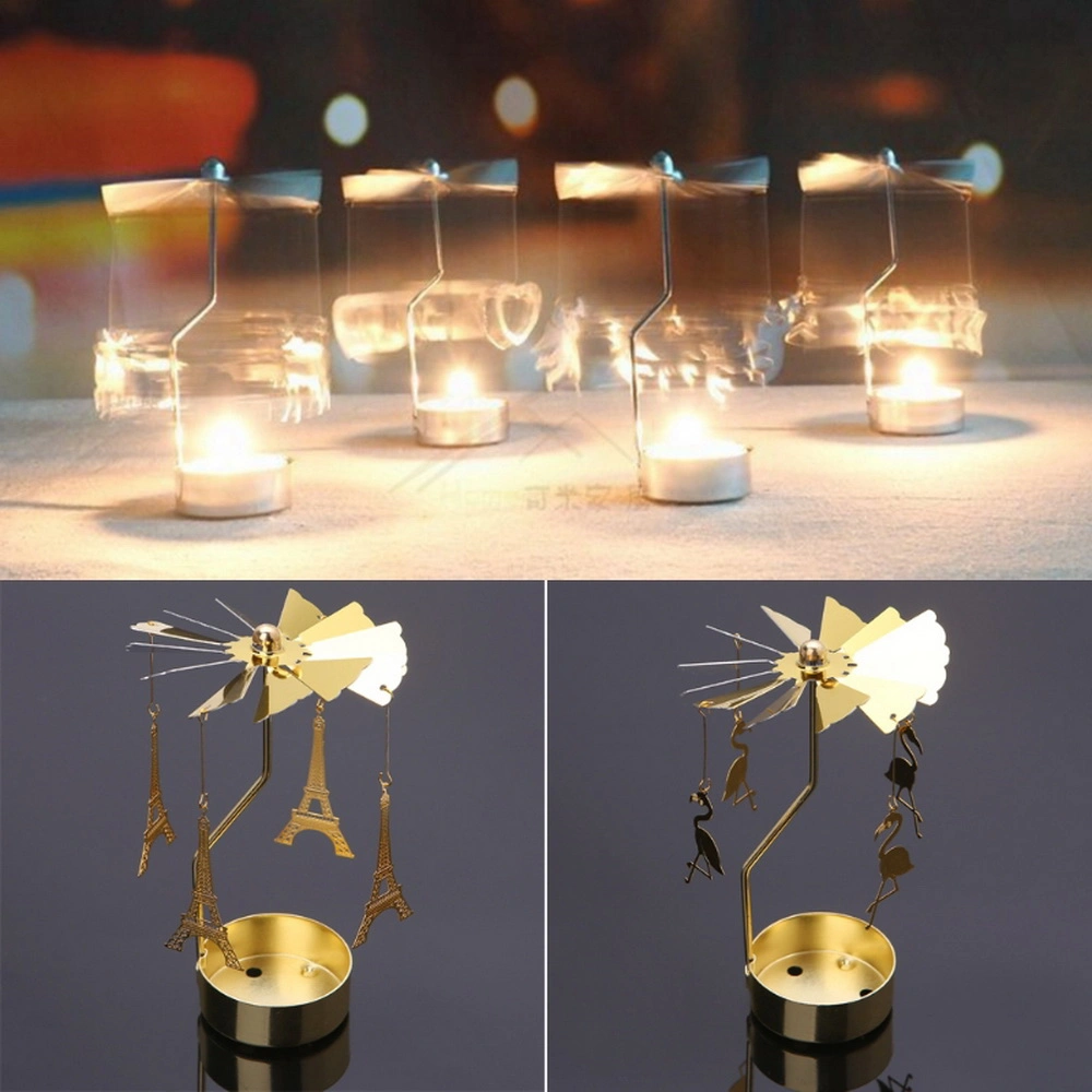 Spinning Rotary Carousel Tea Light Candle Holder Stand Light Gift Wedding Decor