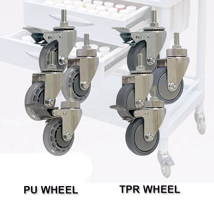 Jq самоустанавливающиеся 3дюйм 4 дюйма PU TPR поворота колес медицинской тележке Mute самоустанавливающегося колеса