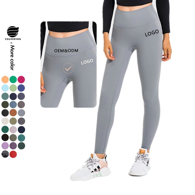 Xsunwing Nouveaux collants taille haute recyclés Vêtements de sport Fitness Sans couture Scrunch Pas de leggings T-Line pour femmes Entraînement Pantalon de yoga.