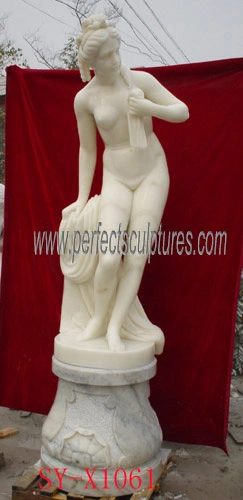 Garten Dekorative Schnitzerei Nackte Frau Lady Figur Marmor Stein Skulptur (SY-X1230)