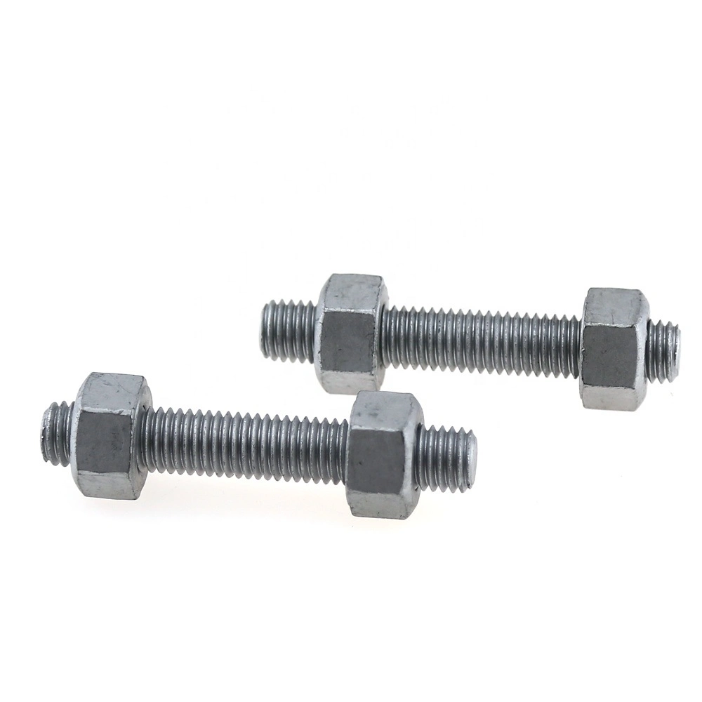 M3 M4 Galvanized Fasteners Threaded Rods Double End Stud Bolt