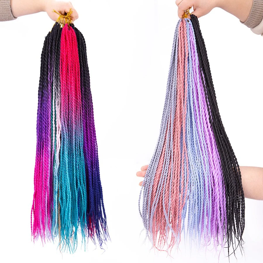 El cabello trenzado sintético de 24 pulgadas Ombre senegaleses Twist Crochet Extensiones de Cabello