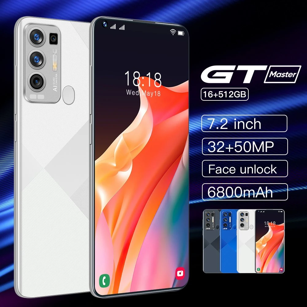 إصدار Global Mobile Phone OEM/ODM من الهاتف الخلوي GT Master 8 جيجابايت/256 جيجابايت 7.2 الهاتف الذكي 4G المزود ببطاقة SIM مزدوجة مقاس 5 جم