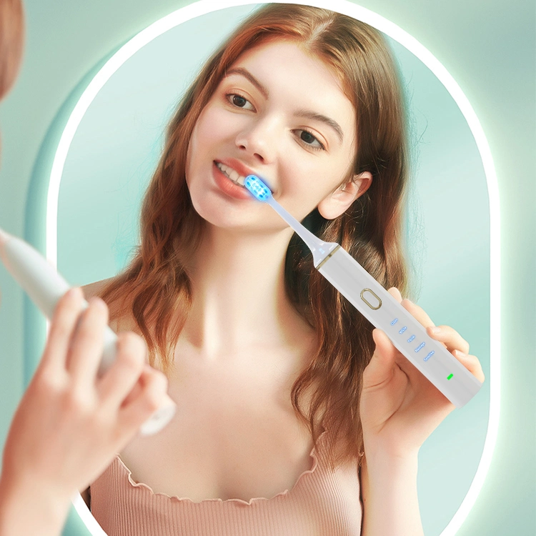 Glorsymile Ipx7 Brosse à dents électrique sonique à 8 LED étanche à l'eau bleue et rouge pour brosse à dents électrique portable rechargeable.