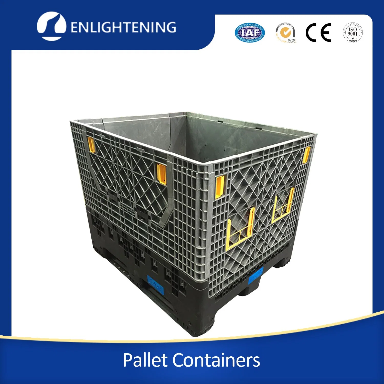 Pallet Box Pallet Rack Warehouse Box Industrial Stackable Storage Heavy Duty Large Plastic 1200*1000mm Customer Logo