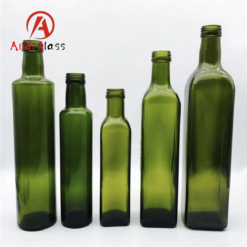 17 Oz Glass Dispenser 500ml Green Oil Vinegar Cruet with Pourers and Funnel Olive Oil Glass Bottles