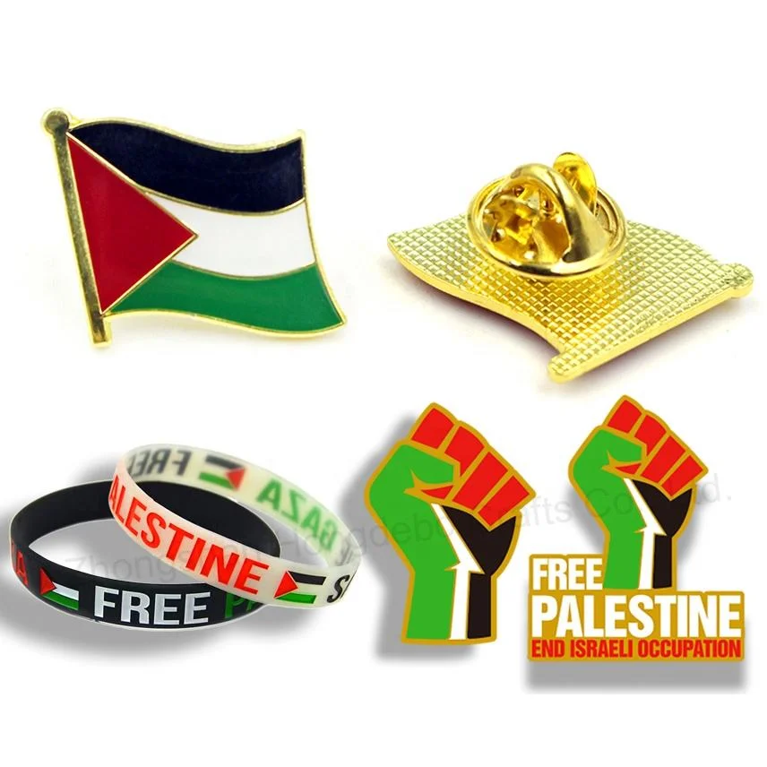 Fabricação qualidade Hight presentes palestinos esmalte PINs Design personalizado Salvar Gaza Free Palestinian PIN Custom Metal Country Flag lapel PIN