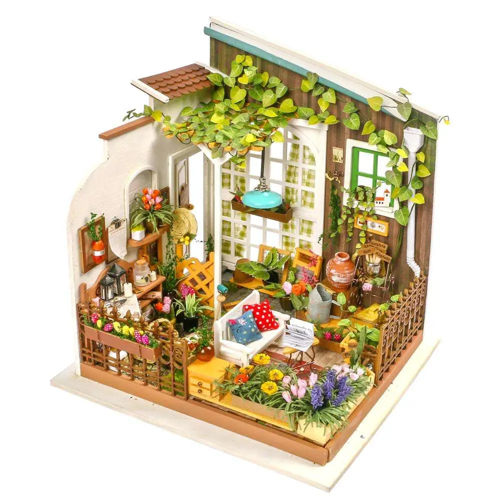 Fleur miniature 3D de bricolage jardin Maison de poupée en bois