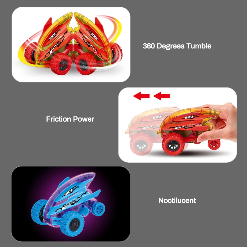 12 PEÇAS/camião rotativo de impacto de impacto de caixa, Children Push and Go Noctiluccent Carros elétricos de fricção de rolo de 360 graus para criança