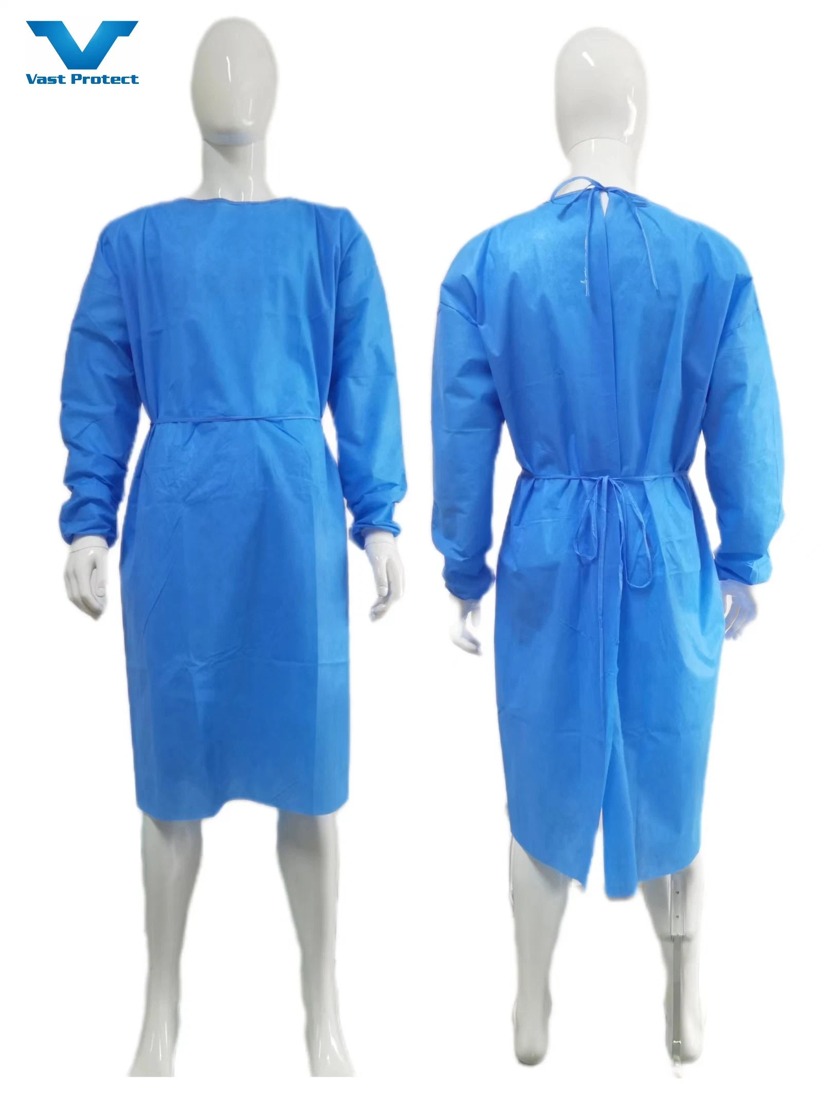 SMS Nonwoven Protective Clothing Breathable Waterproof Wholesale/Supplier Disposable Isolation Gown