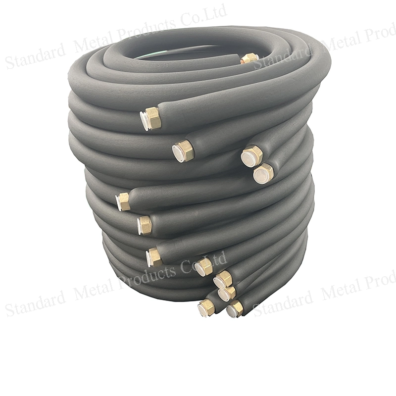 Hot Selling 3m 1/4" X 3/8" Black Rubber Insulation Copper Pipe for Mini Split AC