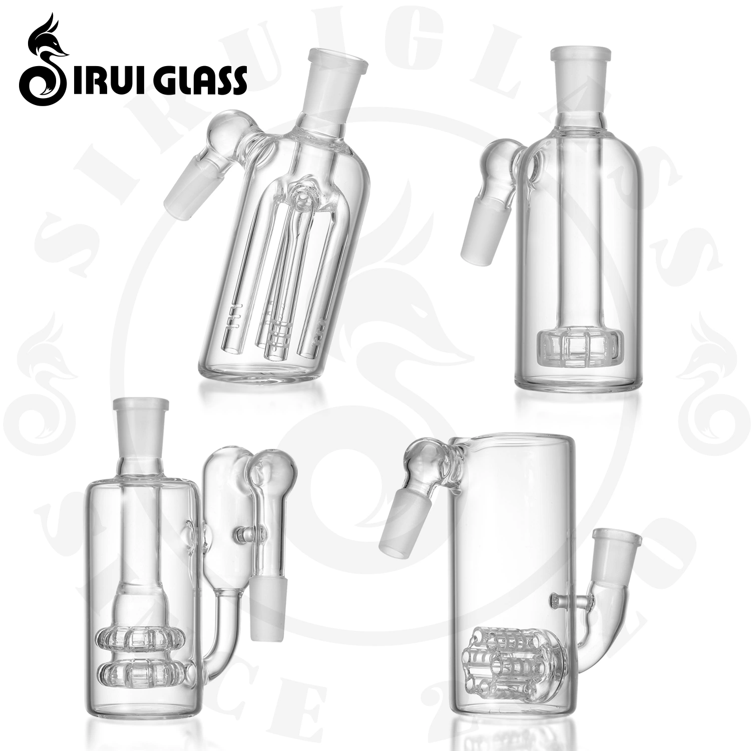 Sirui Heavy Shower Perc Ash Catcher Smoking Filter Glass Smoking Water Pipe Bubbler Smoking Oil DAB Rig Tobacco Smoking Dry Herb Smoking Cleaning Accessories