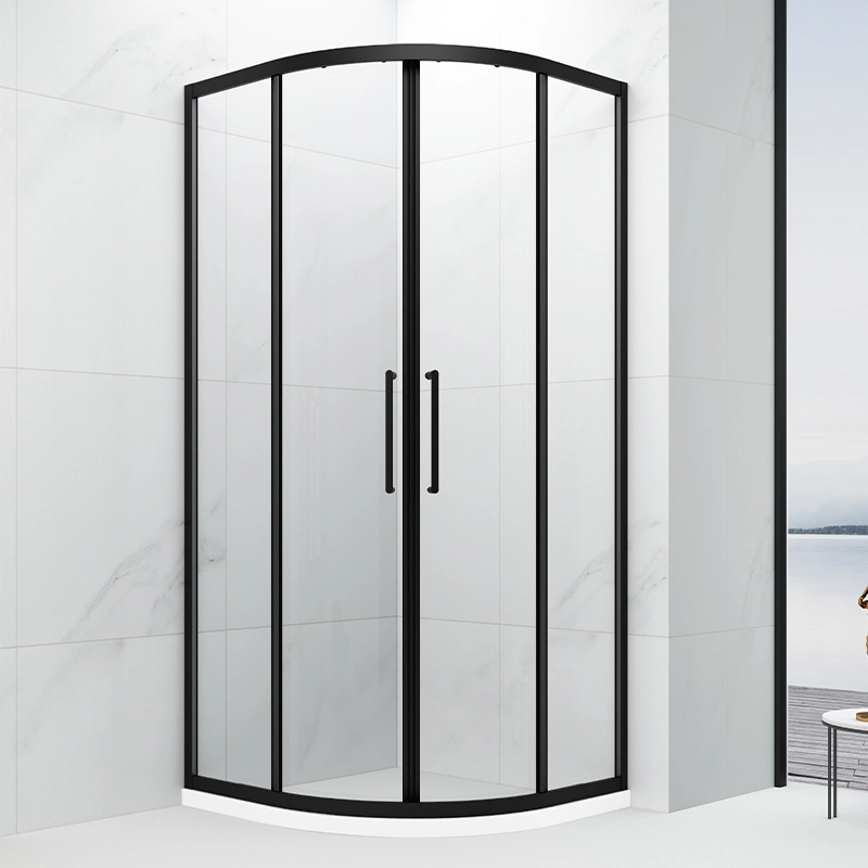 Morden Design Black Framed Corner Entry Sliding Door Shower Rooms