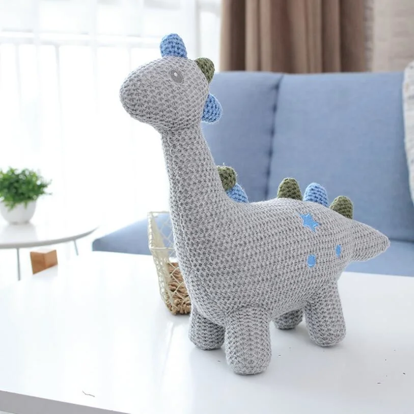 Plush Nordic Style Ins Hot Knitted Unicorns Elephant Bunny Dinosaur Stuffed Safety Bite Baby Toys Infant Sleeping Appease Doll