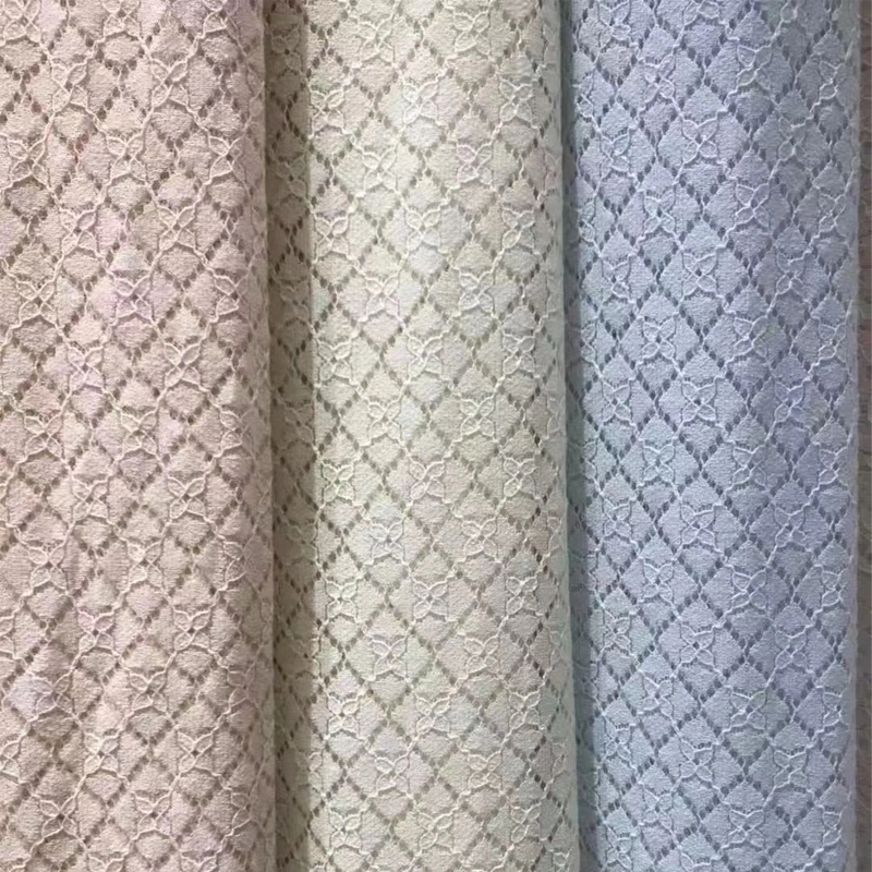 Großhandel Mode Polyester Spitze Stoff Gestrickte Qualität Rind Korn Muster Geschäumtes Jacquard-Spitzenkleid Stoff für Bekleidung