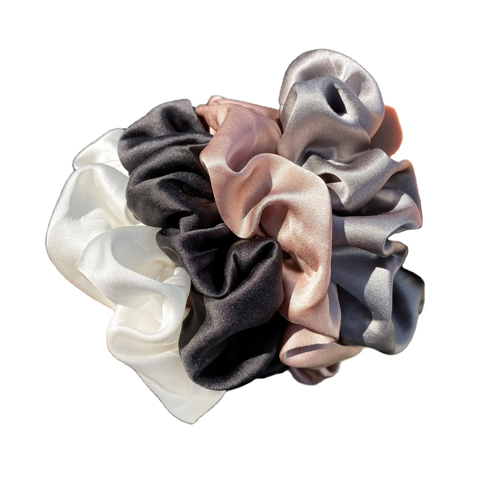 Suzhou Factory Supply 16mm Pure 100% Silk Scrunchies Pure Silk Hair Ties Scrunchies for Ponytail
