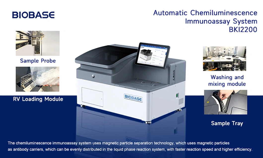 Biobase 120t/H Automatic Chemiluminescence Immunoassay System Bki2200 Patented Semiconductor Refrigeration Technology