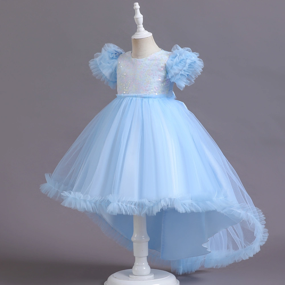 Kids Wedding Shiny Baby Frocks Design Tailing Children Clothing Rainbow Apparel Girdle Girls Dress