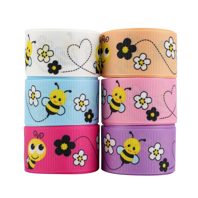 Manufacturers Supply Ribbed Ribbon Cake Gift Packaging with Bow Ribbon Small Cartoon Bee Decorative Ribbon