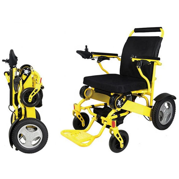 Economic Steel Electric Wheelchair with Foldable Backrest and Detachable Footrest