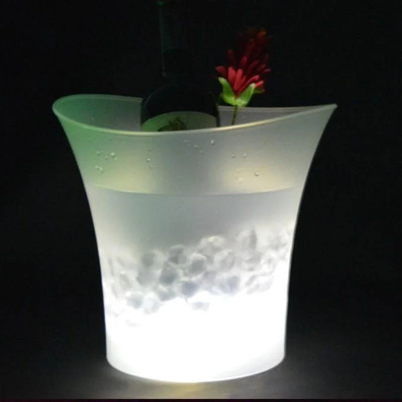 PP plástico redondo recarga LED hielo Bucket bebidas Promoción Noche Luz