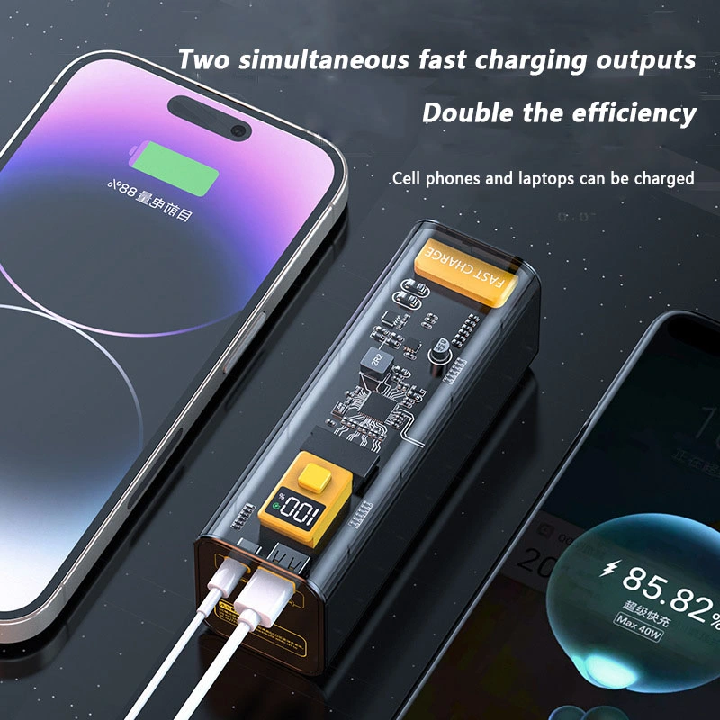 The New Transparent 1-40000 mAh 22.5W Mech Charging Treasure High-Capacity Super Fast Charging Mobile Power