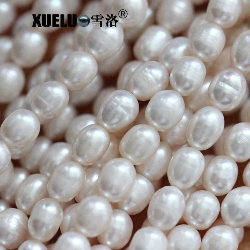 7-8mm B Grade Cheap Natural White Oval / Rice Cultrued Freshwater Pearls Wholesale/Supplier (XL180007)