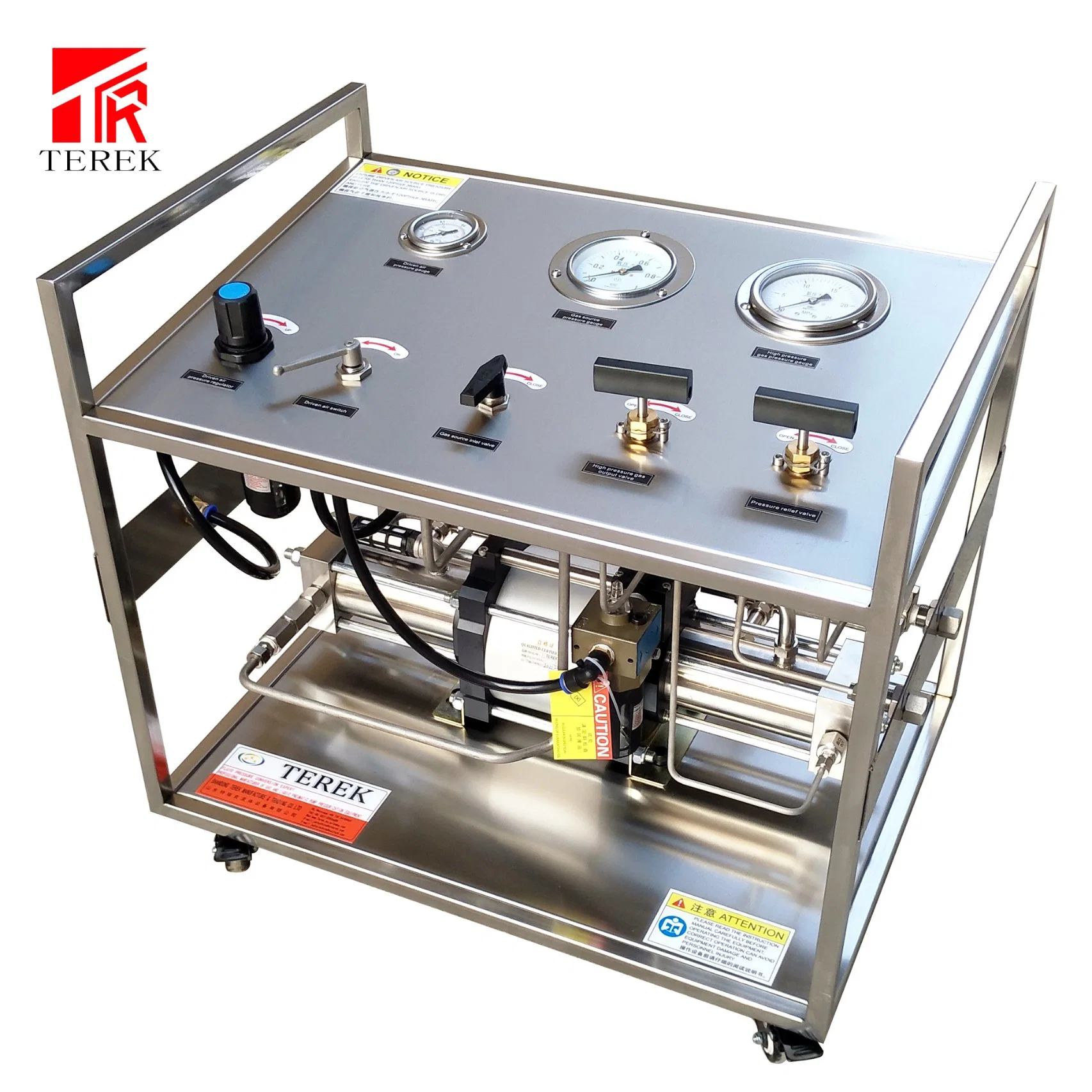 Terek Single Action Air Driven Gas Booster System with Valves, Gauges and Pressure Regulators