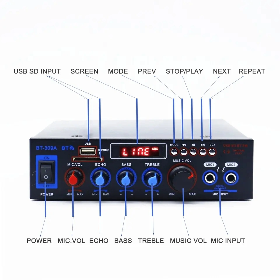 Bt 5.0 Mini Audio AMP Dual Channel Hi-Fi Power Amplifier Car Amplificador Digital Home Power Bt HiFi Amplifiers