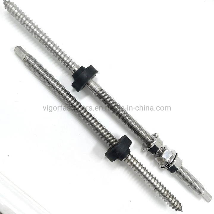 High quality/High cost performance  Roof Mount System Metal Double Thread Bolt with Stainless Steel 304 316 Double Head Thread Hanger Bolt for Solar Mounting PV Tile