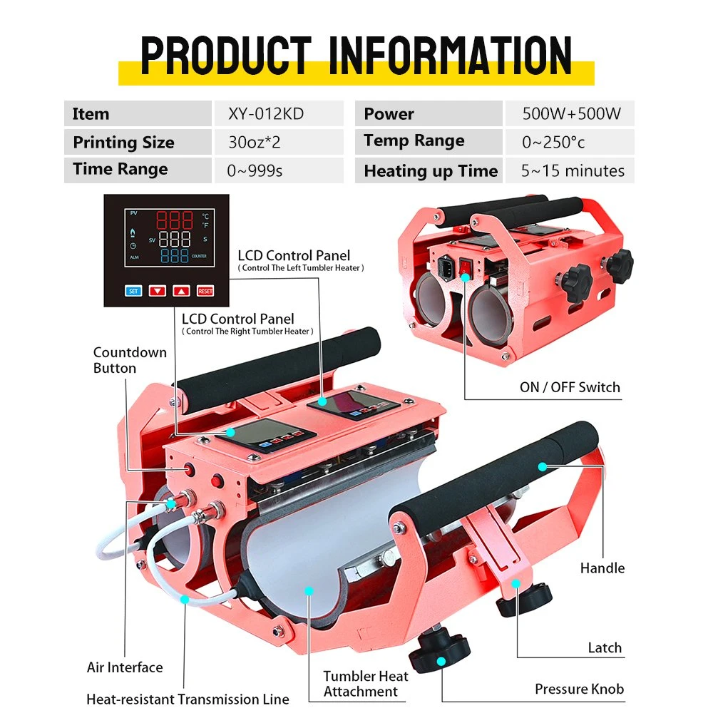 Copo de aquecimento para ecrã LCD digital de 2 em 1 de 30 oz, com impressão Prima Machine (Máquina)