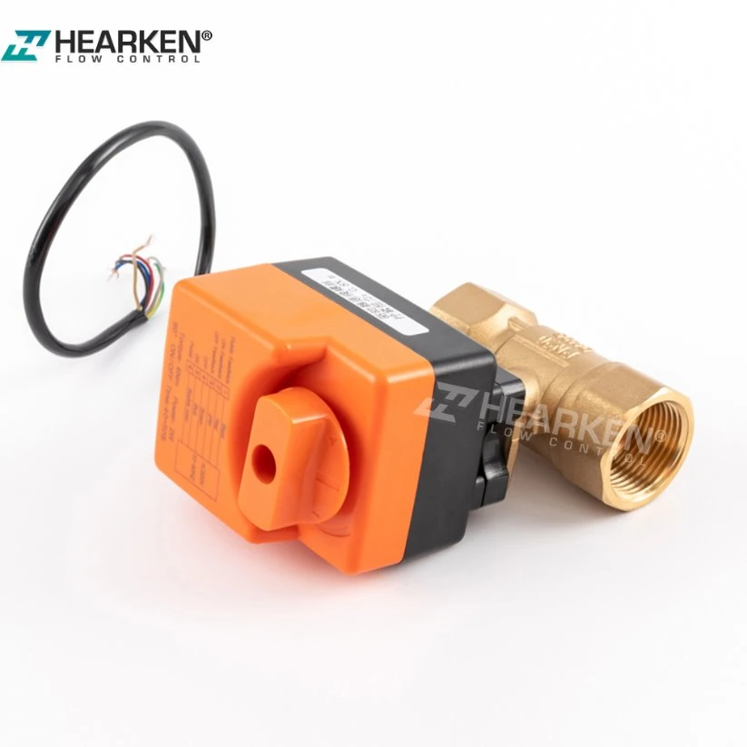 Hot Sales 220V 24VAC DN15 DN20 Brass 2 Way Electric Actuator on off Mini Electric Ball Valve Supplier with Manual Operation, Orange Electric Ball Valve