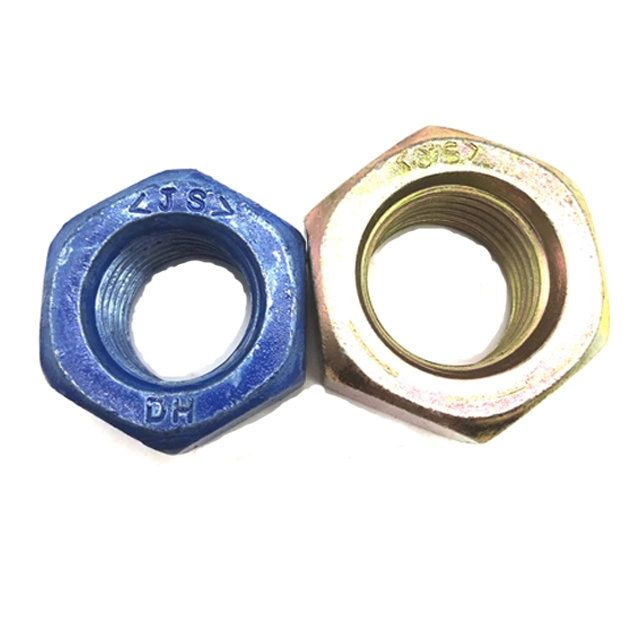 Heavy Grade 8 Hex Self Lock Nuts Blue Plain Non Standard Hexagonal Nut Threaded Zinc Plated Nut