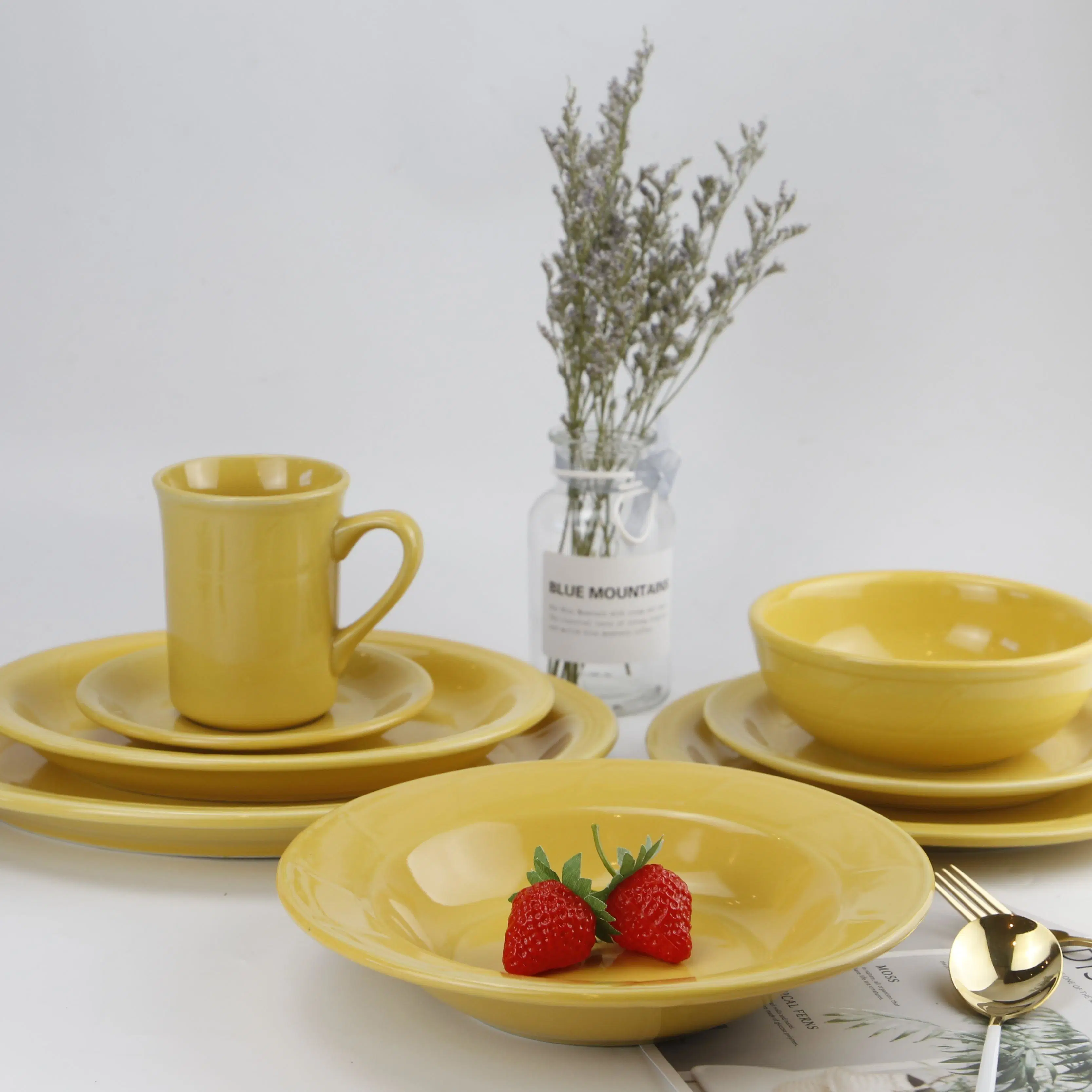 Yellow Glaze Relief Tableware Set
