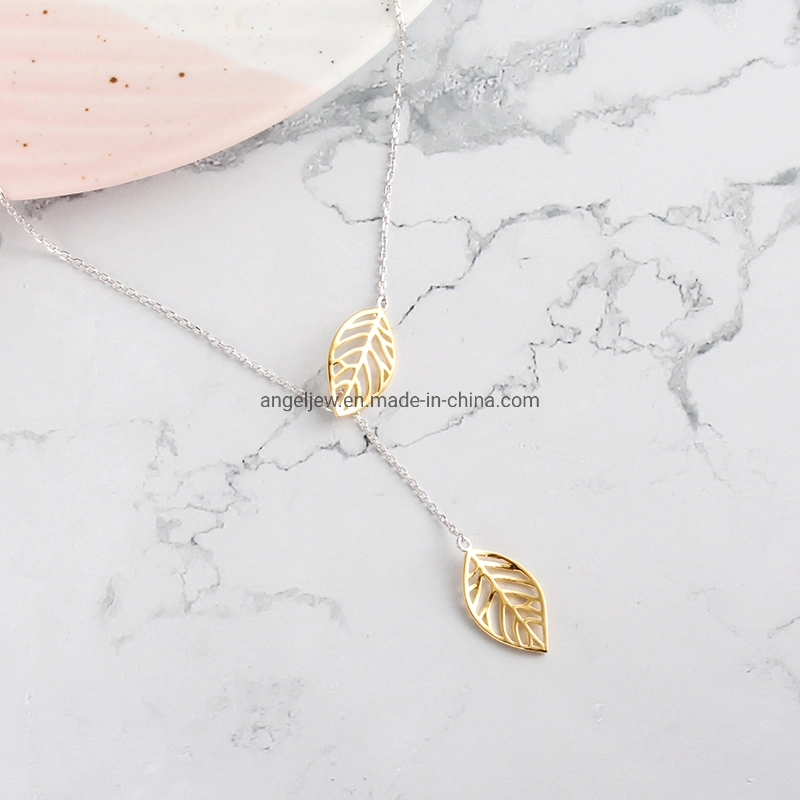 New Arrival Creative Leaf Design Long Necklace Fashion 925 Sterling Jewelry for Trendy Women