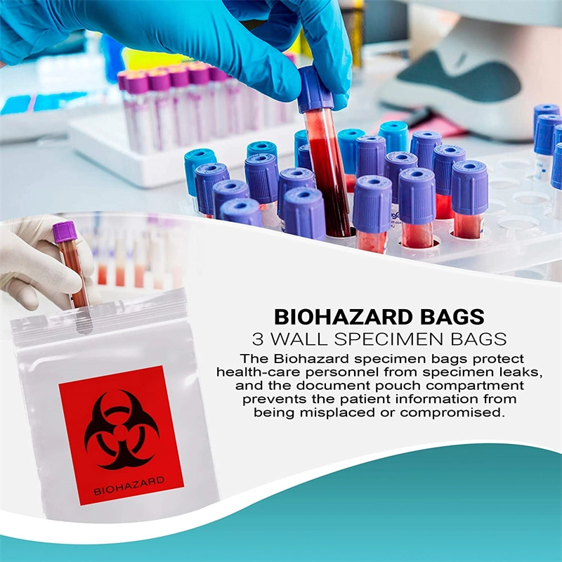 Muestra de laboratorio modelo Biohazard Bolsa Bolsa con bolsillo exterior de calidad hospitalaria