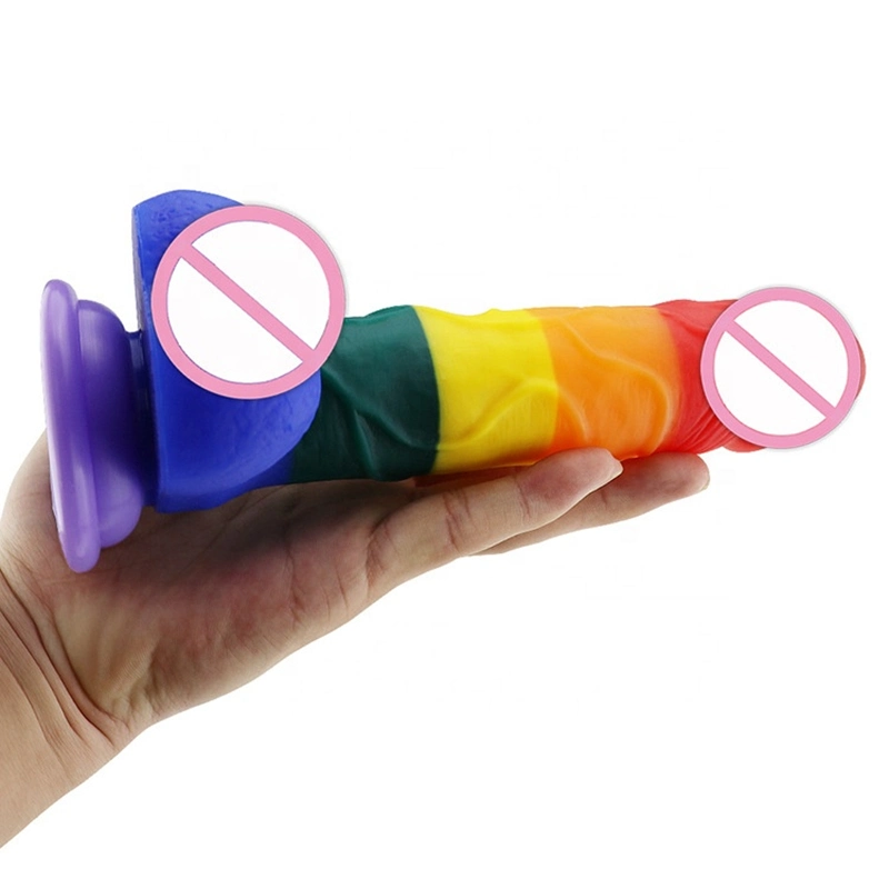 Rainbow Colorful Dildos with Strong Suction Cup for Women Masturbation Sex Toy