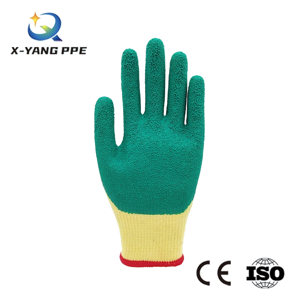 10 Gauge Knitted Cotton Liner Crinkle Latex Coated Safety for Garden Construction Protective Safety Gloves