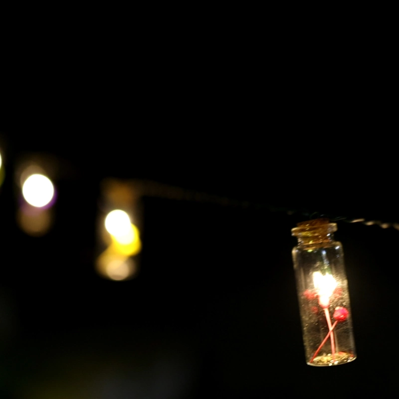 LED Glass Bottle Flower Fairy Lights Outdoor Waterproof Garden Tree Decoration String Lights