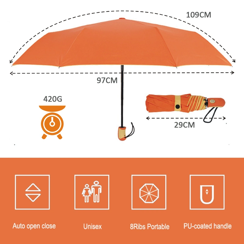 Good Quality Premium Resin Fiberglass 8K Auto Open Close Portable Windproof Gift Folding Umbrella