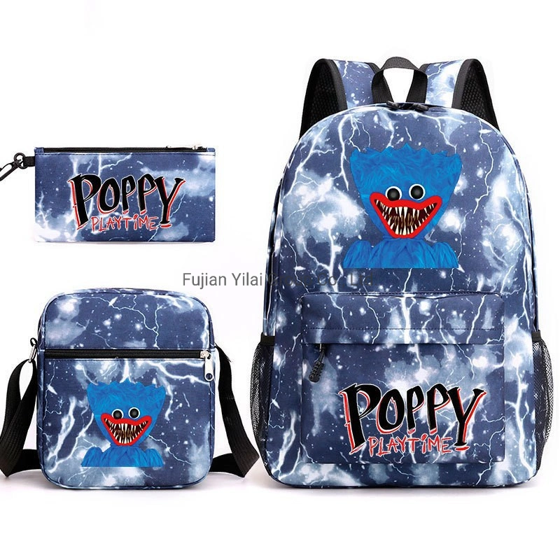 Customized New Arrival Huggie Wuggie Poppy Playtime Game Three-Piece Set Shoulder Bag+Backpack+Pen Bag 3 in 1