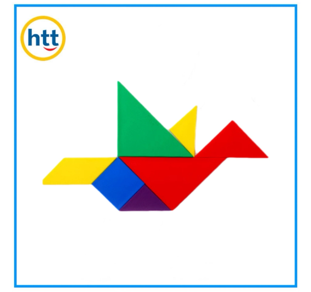 Venta caliente de plástico de colores Tangram Puzzle 7 Piezas de juguetes para niños