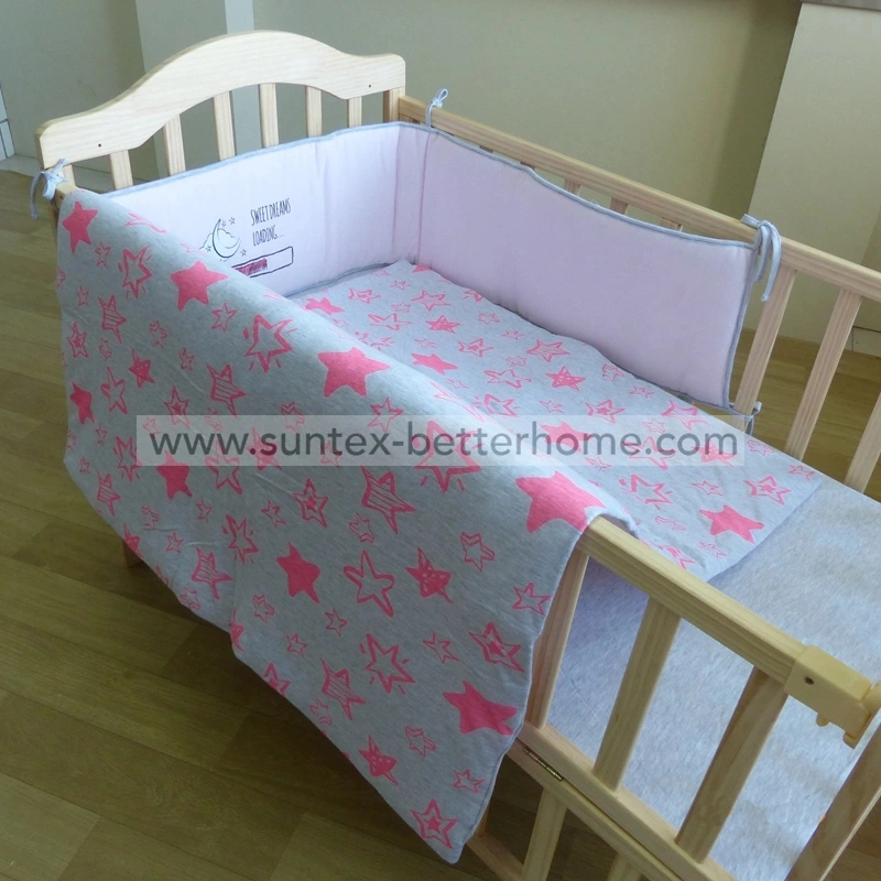 Großhandel/Lieferant Baumwolle Jersey Baby Krippe Bettwäsche Set 3pcs Krippe Bumper Bettbezug Für Bettlaken