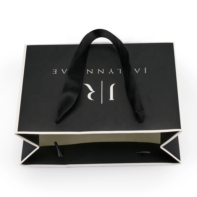 Guangzhou High quality/High cost performance  Custom Print Matt Black Color Paper Gift Bag with Rope Handle