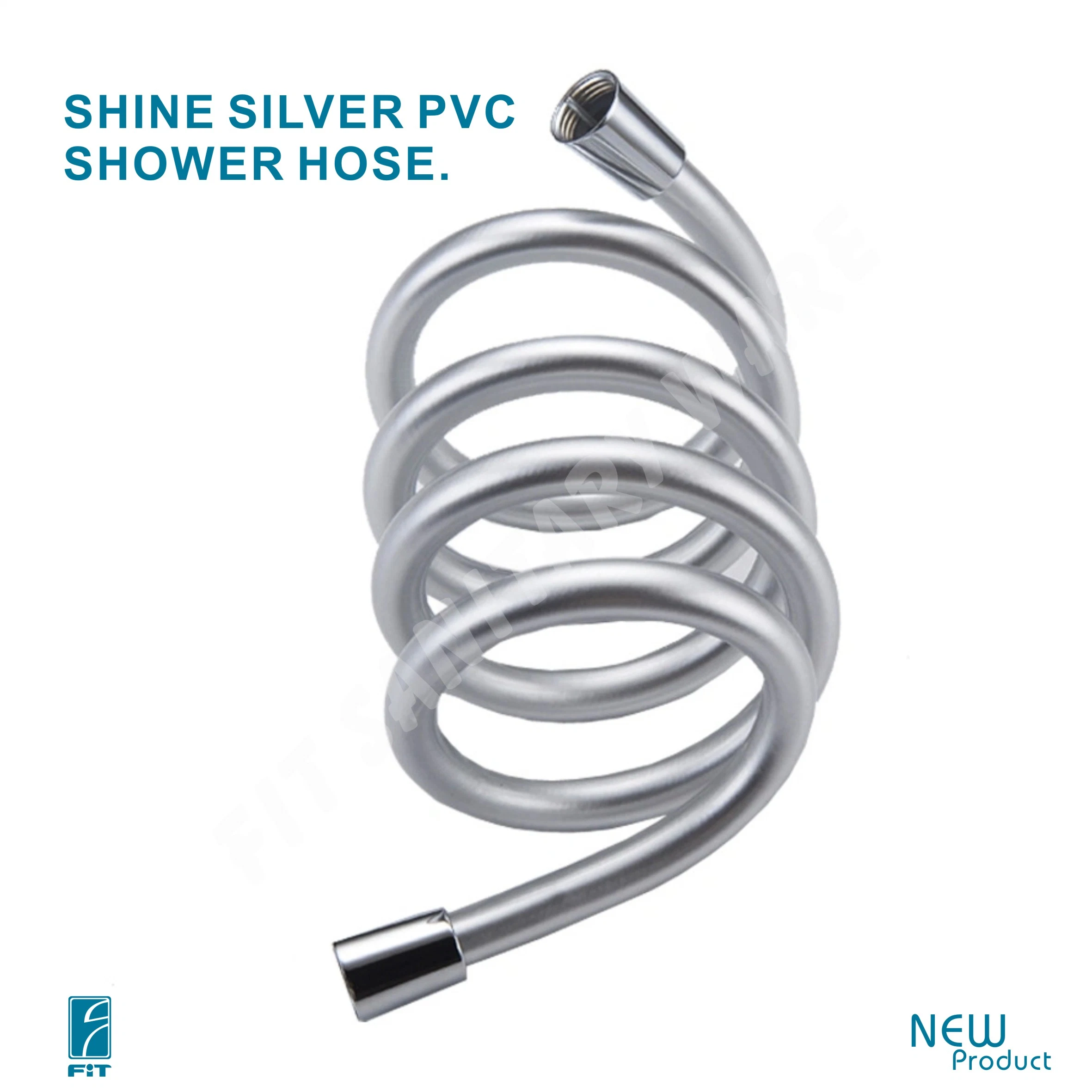 Shine Silver PVC Plastic Flexible Shower Hose Pipe Tube