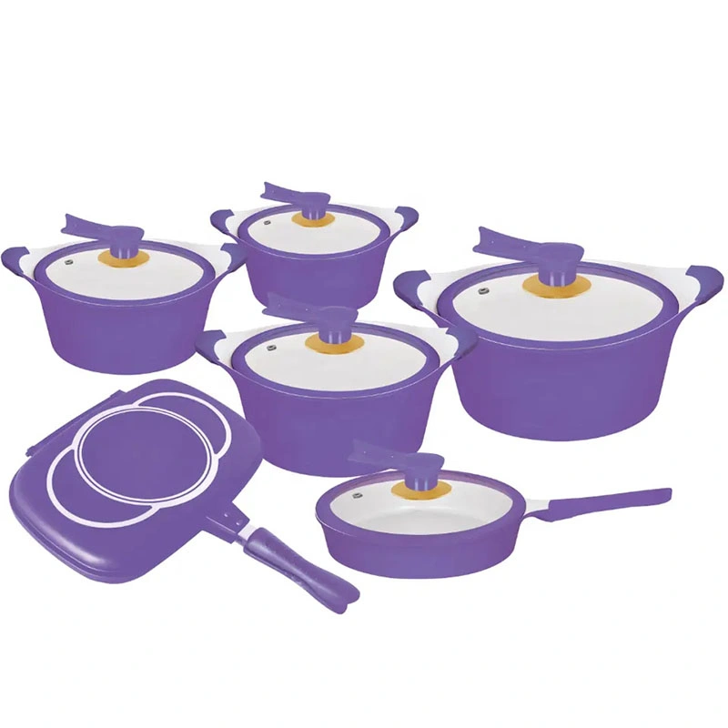 12PCS Die Cast Aluminum Non-Stick Ceramic Coating Kitchen Cookware Sets China Manufacturers