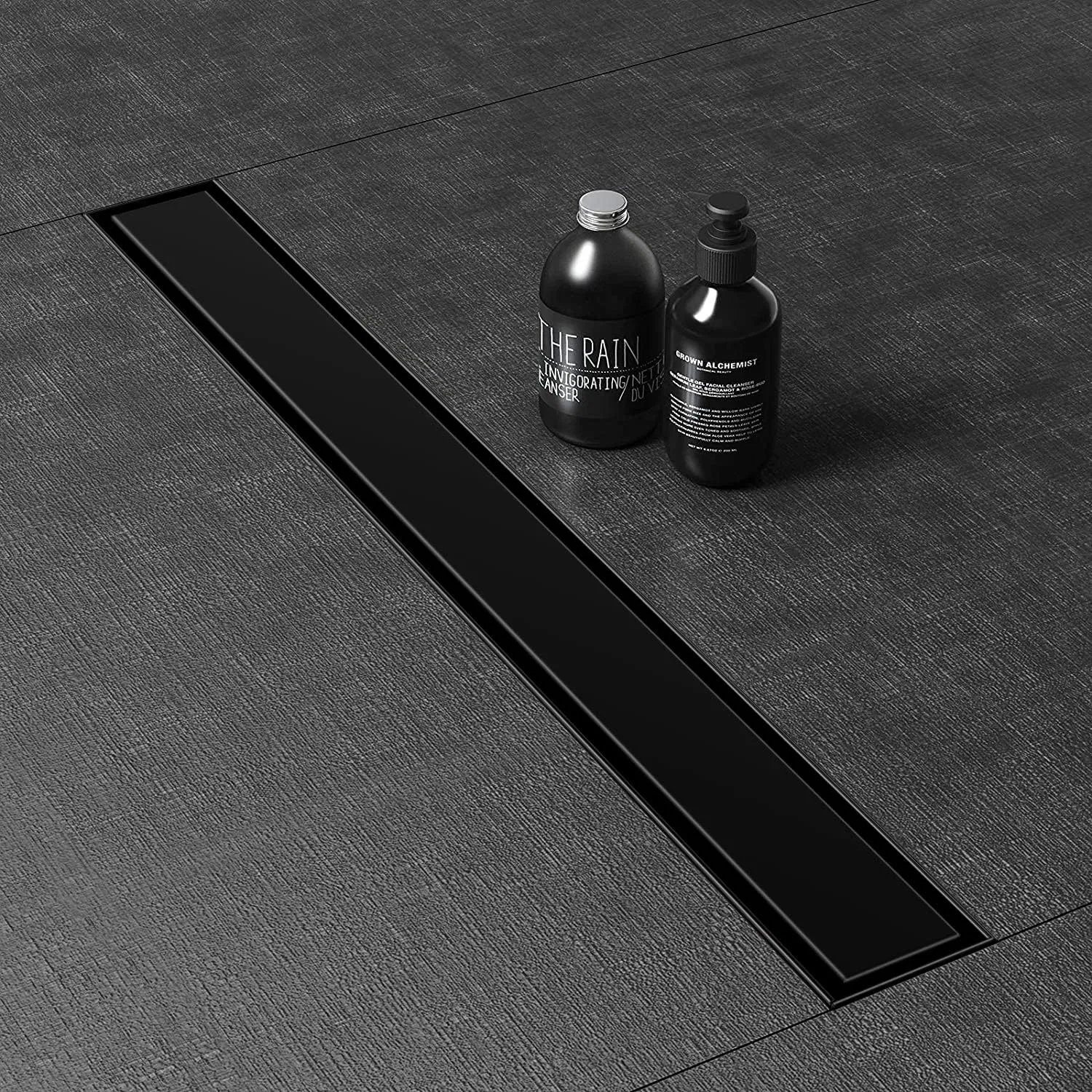 Linear Shower Floor Drain, Black 28 Inch 304 Stainless Steel Bathroom Drains